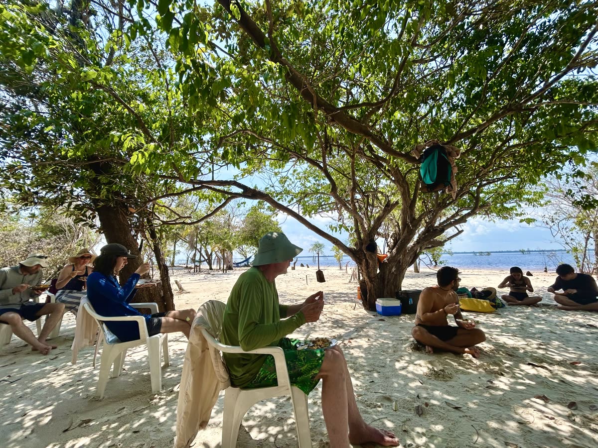 Lunch in the shade on an Amazon beach